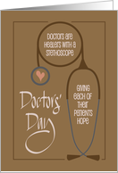 Hand Lettered Doctors’ Day 2025 Male Doctor with Stethoscope and Heart card