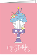 Hand Lettered Palindrome Cupcake for October 1 Birthday on 10 01 card