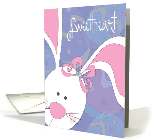 Hand Lettered Easter Sweetheart White Bunny with Pink Bow... (1894284)