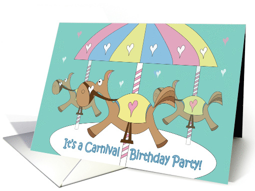 Kid's Carnival Carousel Birthday Party Invitation with... (1894462)