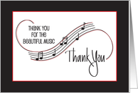 Hand Lettered Thank You for the Beautiful Music with Notes and Staff card