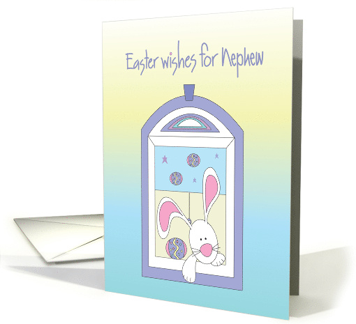Hand Lettered Easter Away at College for Nephew Bunny in Window card