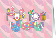 Easter For You For Little Girls Decorated Eggs Bunny Lamb and Basket card