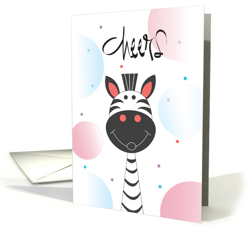 Hand Lettered Cheers Birthday with Striped Zebra and... (1896528)