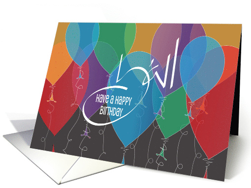 Hand Lettered YAll Birthday from Texas with Colorful Balloons card