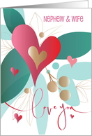 Hand Lettered Valentine for Nephew and Wife Love You Large Red Heart card
