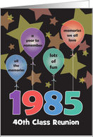 Class Reunion Class of 1985 Bright Colors Balloons with Custom Year card