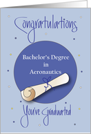 Hand Lettered Bachelors Degree in Aeronautics with Rolled Diploma card