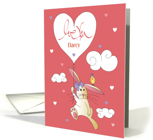 Hand Lettered Love You Valentine with Bunny and Balloon... (1897618)