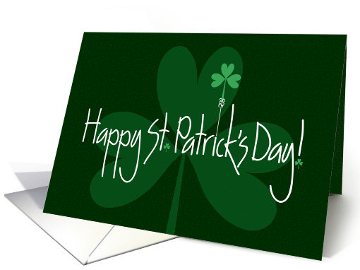 Hand Lettered St Patricks Day with Bright Green Shamrock Balloon card