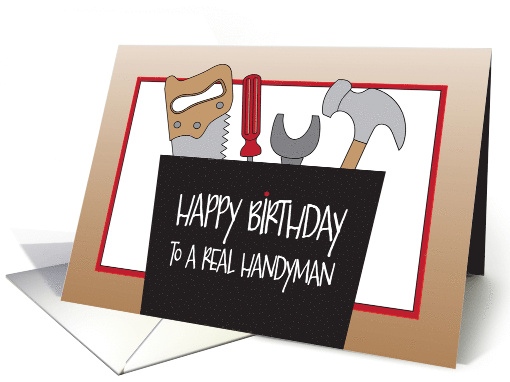 Birthday for Handyman or Carpenter with Bucket of Handyman Tools card