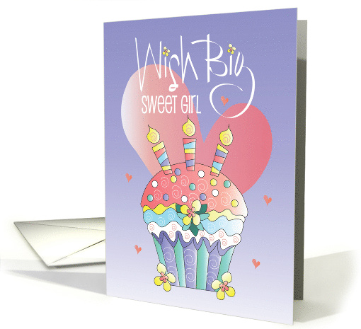 Hand Lettered Birthday Wish Big Cupcake for Girls... (1899158)