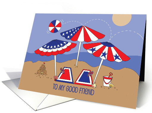 Fourth of July for Friend Patriotic Umbrellas Beach Ball... (1899164)