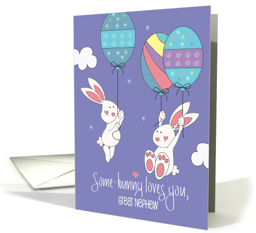 Hand Lettered Easter for Great Nephew Two Bunnies with... (1899290)
