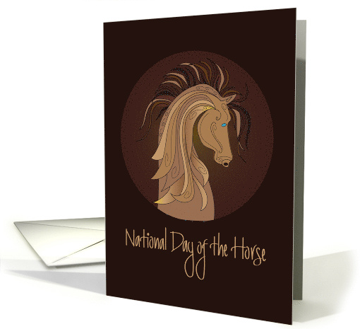 Hand Lettered National Day of the Horse Stylized Horse in Circle card