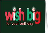 Wish Big Christmas Birthday with Large Letters Peppermint and Frosting card