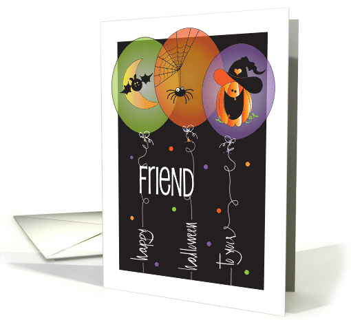 Hand Lettered Halloween for Friend Three Balloons with... (1901944)