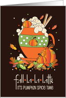 Hand Lettered Halloween Fall Orange Cup of Latte Fall La La La Latte card