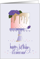 Hand Lettered Mom Birthday Monthly Flower Morning Glory Birthday Cake card