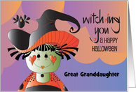 Hand Lettered Witching You Cute Witch in Large Hat Custom Relationship card
