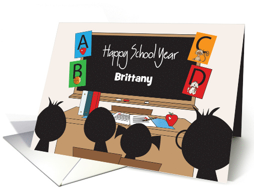 Hand Lettered Back to Elementary School Custom Name on Blackboard card