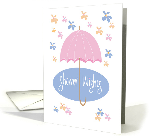 Hand Lettered Baby Shower Wishes Baby Girl Pink Umbrella... (1906078)