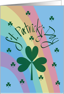 Hand Lettered St. Patrick’s Day Large Green Shamrock Colorful Rainbow card