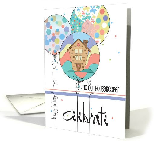 Hand Lettered Celebrate Birthday Housekeeper Balloon Trio... (1906982)