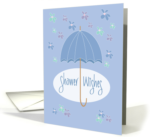 Hand Lettered Baby Shower Wishes for Boy Blue Umbrella... (1906988)