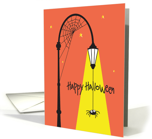 Hand Lettered Halloween Spider and Web in Streetlight... (1906994)