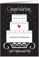 Hand Lettered Wedding Great Nephew and Wife Custom Names and Date card