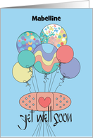 Hand Lettered Get Well Soon Balloons and Bandage with Custom Name card