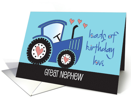 Hand Lettered Birthday Great Nephew Blue Tractor with... (1907728)