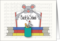 Hand Lettered Back to School Mouse Books and School Utensil Jar card
