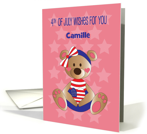 Fourth of July for Girl Bear Red White and Blue Heart... (1909208)