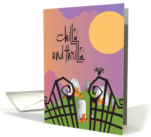 Hand Lettered Chills and Thrills Graveyard Black Wrought... (1909874)