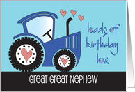 Hand Lettered Blue Birthday Tractor Great Great Nephew Loads of Love card