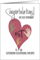 Hand Lettered Retirement for Occupational Therapist Heart and Hands card