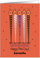 Hand Lettered Birthday on Halloween Decorated Candles Custom Name card