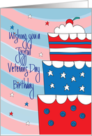 Hand Lettered Veterans Day Birthday Patriotic Red White Blue Cake card