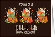 Hand Lettered Halloween Fall La La La Latte Three Cups from All of Us card