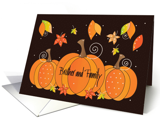 Hand Lettered Thanksgiving Pumpkin Row Brother and Family Leaves card