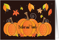 Hand Lettered Thanksgiving Pumpkin Row Brother and Family Leaves card