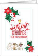 Hand Lettered Season’s Greetings From Veterinarian Pets and Holly card