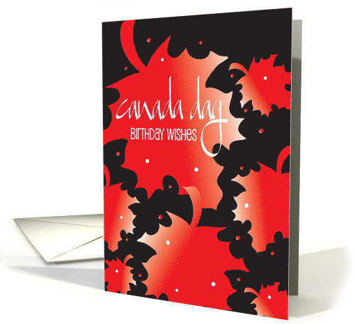 Hand Lettered Canada Day Birthday Wishes with Red Maple Leaves card