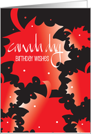 Hand Lettered Canada Day Birthday Wishes with Red Maple Leaves card