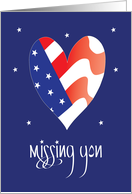 Hand Lettered Military Missing You for Husband American Flag Heart card