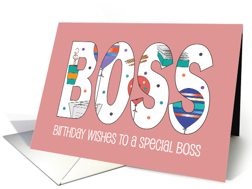 Birthday for Female Boss Pink with Balloons Papers Coffee... (1916080)
