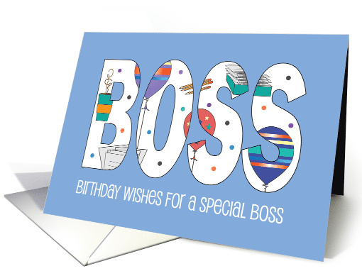 Birthday for Male Boss Blue with Balloons Papers Coffee... (1916082)