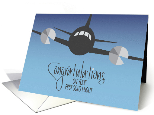 Hand Lettered Congratulations on Your First Solo Airplane Flight card